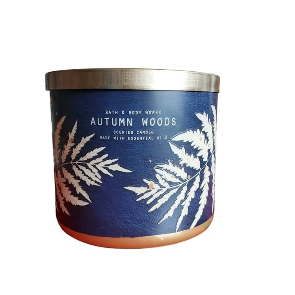 Exclusive Bath & Body Works‎ 3 Wick Candle AUTUMN WOODS 14.5 OZ -DISCONTINUED